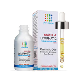 Bruizex facial lymph drainage oil bottle shown for gentle facial massage