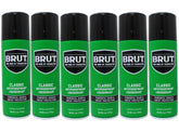 Brut deodorant aerosol can in classic scent provides all-day protection.