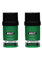 Brut deodorant round solid 2-pack front view shows classic design and daily protection.