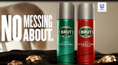 Brut Original EDT lifestyle shot with casual outfit suggestion and fragrance vibe.