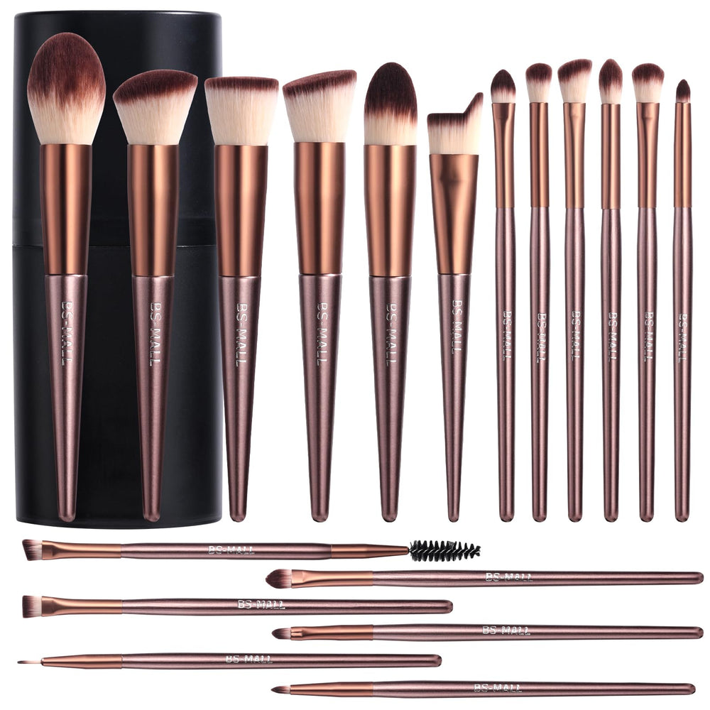 BS-MALL 18-piece brush set in a black case, premium synthetic bristles.