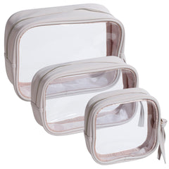 BS-MALL clear toiletry bag travel-size front view aids quick makeup access on trips.