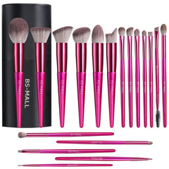 BS-MALL makeup brush set with case, 18 pieces, ideal for on-the-go touch-ups.