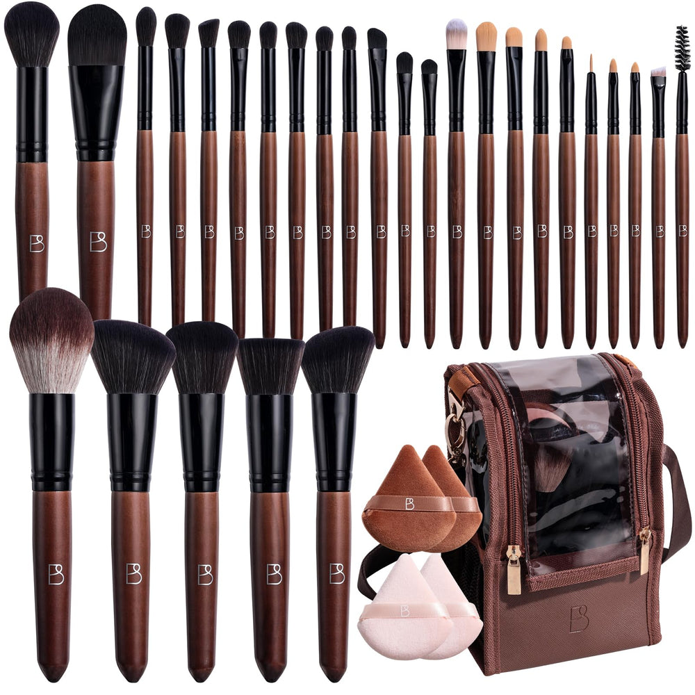 BS-MALL professional makeup brush set in travel bag—complete on-the-go beauty toolkit for flawless looks.