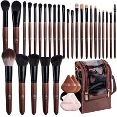 BS-MALL professional makeup brush set in travel bag—complete on-the-go beauty toolkit for flawless looks.