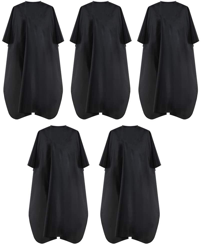 BSFHH black waterproof cape closeup shows sturdy metal snap closure for secure neck fit during professional cuts