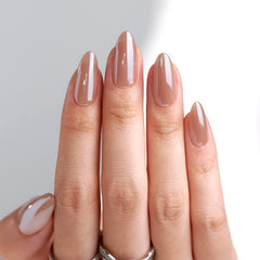 BTArtbox almond chrome fall nails close-up showing chrome finish.