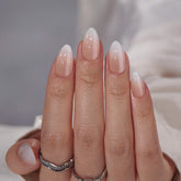 BTArtbox Almond Press On Nails Vanilla Cream packaging shows easy at-home manicure setup