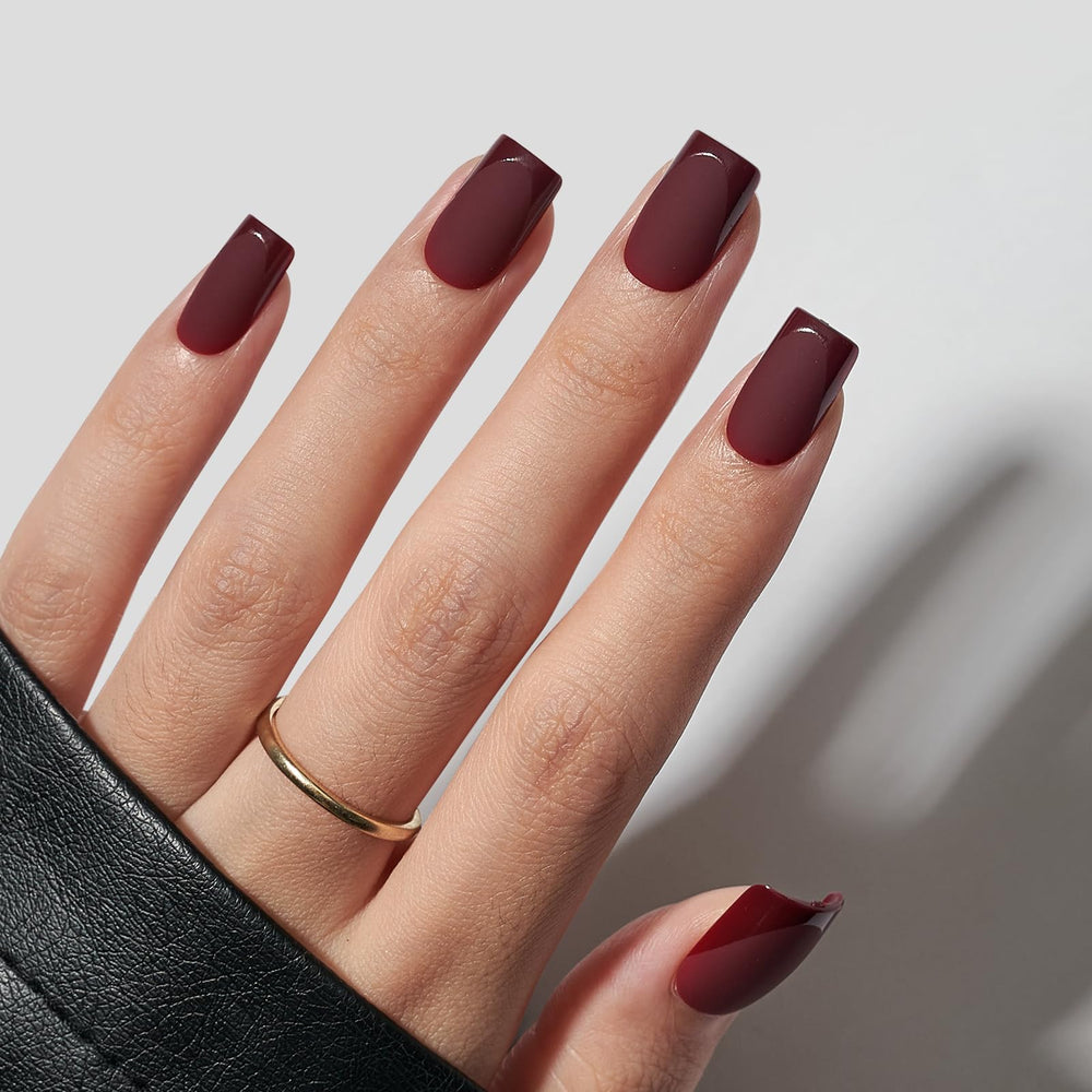 BTArtbox Cozy Cocoa press-on nails pack shows short square tips for a chic manicure.