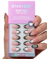 BTArtbox French Tip Green Romance nails close-up, flexible for comfortable wear