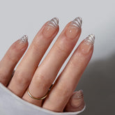 BTArtbox French Tip press-on nails kit closeup highlights durable design for long wear
