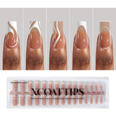 BTArtbox french tip press-on nails swirl style swatch for quick salon-like nails at home