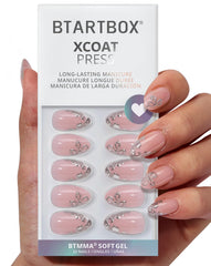 BTArtbox Frost Glam nails closeup—3D silver flower design for long-lasting wear