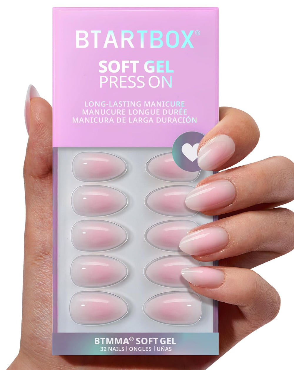 BTArtbox Love Letter pink ombre nails closeup for natural-looking wear