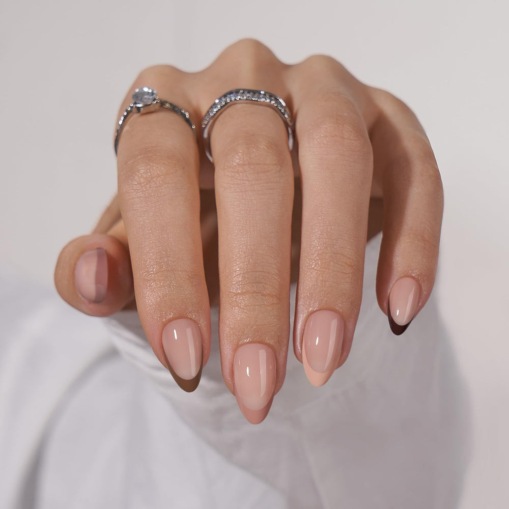 BTArtbox Morning Coffee nails close-up with gel finish for a natural look