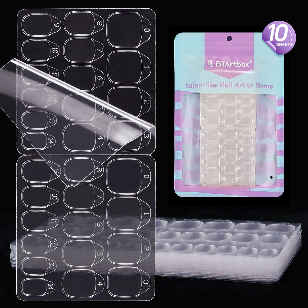 BTArtbox nail stickers show 10 sheets and 15 sizes for a precise fit