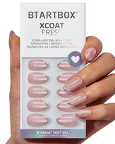 BTArtbox press-on nails Almond Blush Icicle ready to apply for instant chic manicure