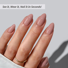BTArtbox Almond nails on hand featuring short fall style for daily comfortable wear.