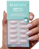 BTArtbox press-on nails almond pastel purple pack for quick at-home manicure