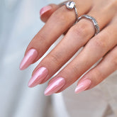 BTArtbox press on nails almond soft gel closeup for natural fit.