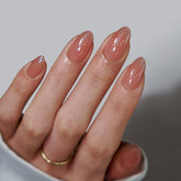 BTArtbox Citrine Glow press-on nails closeup showing sparkly almond shape for everyday glam