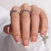 BTArtbox press-on nails square French tip short close-up for salon-style results