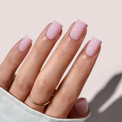 BTArtbox press-on nails square solid pink short packaging showing complete at-home manicure kit