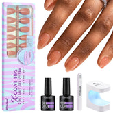 BTArtbox short almond nail tips natural-looking extensions with long-lasting adhesion.