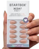 BTArtbox Sliver Bells French Tip nails show instant glamour and long-lasting wear.