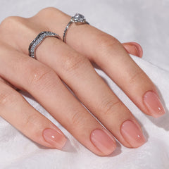 BTArtbox soft gel nails nude square close-up demonstrates flexible fit with zero pressure