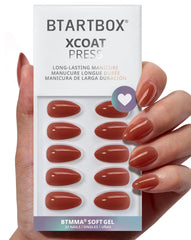 BTArtbox Spill Tea short almond nails in packaging showcase stylish starter kit for DIY mani