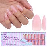 BTArtbox XCOATTIPS matte almond nails pink for natural look and easy wear.