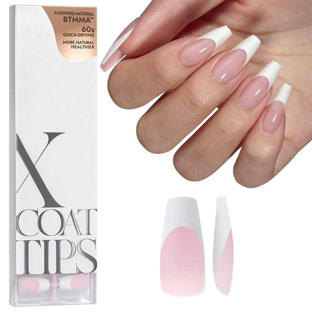 BTArtboxnails French tip pink coffin press-on delivers salon-like results at home