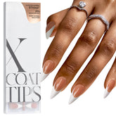 BTARTBOXNAILS French tip press-on nails in brown long stiletto for at-home salon-like manicure