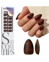 BTArtboxnails SoftCOATTIPS tortoiseshell almond short nails displayed for quick at-home manicure
