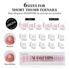 BTArtboxnails XCOATTIPS 6 sizes for toe nails ensure precise fit for most nail beds