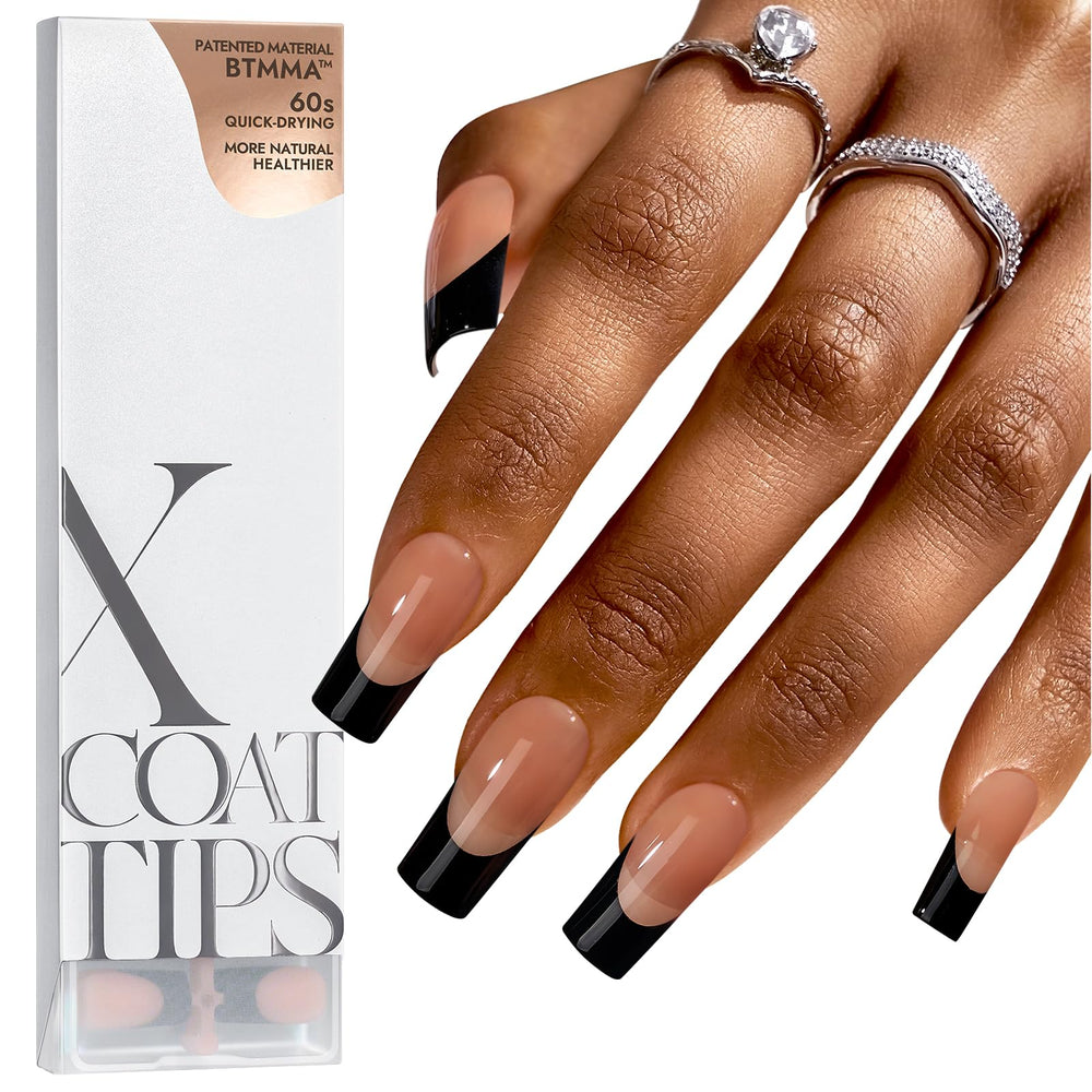 BTArtboxnails XCOATTIPS black French tip nails for quick at-home salon results