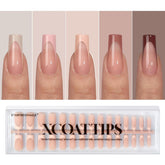 BTArtboxnails XCOATTIPS French Tip long square nails offer a chic manicure option.