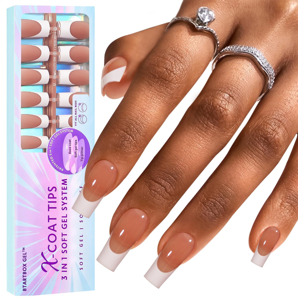 BTArtboxnails XCOATTIPS brown long square nails for natural look
