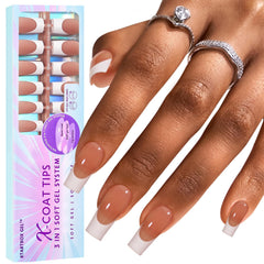 BTArtboxnails XCOATTIPS brown long square nails for natural look
