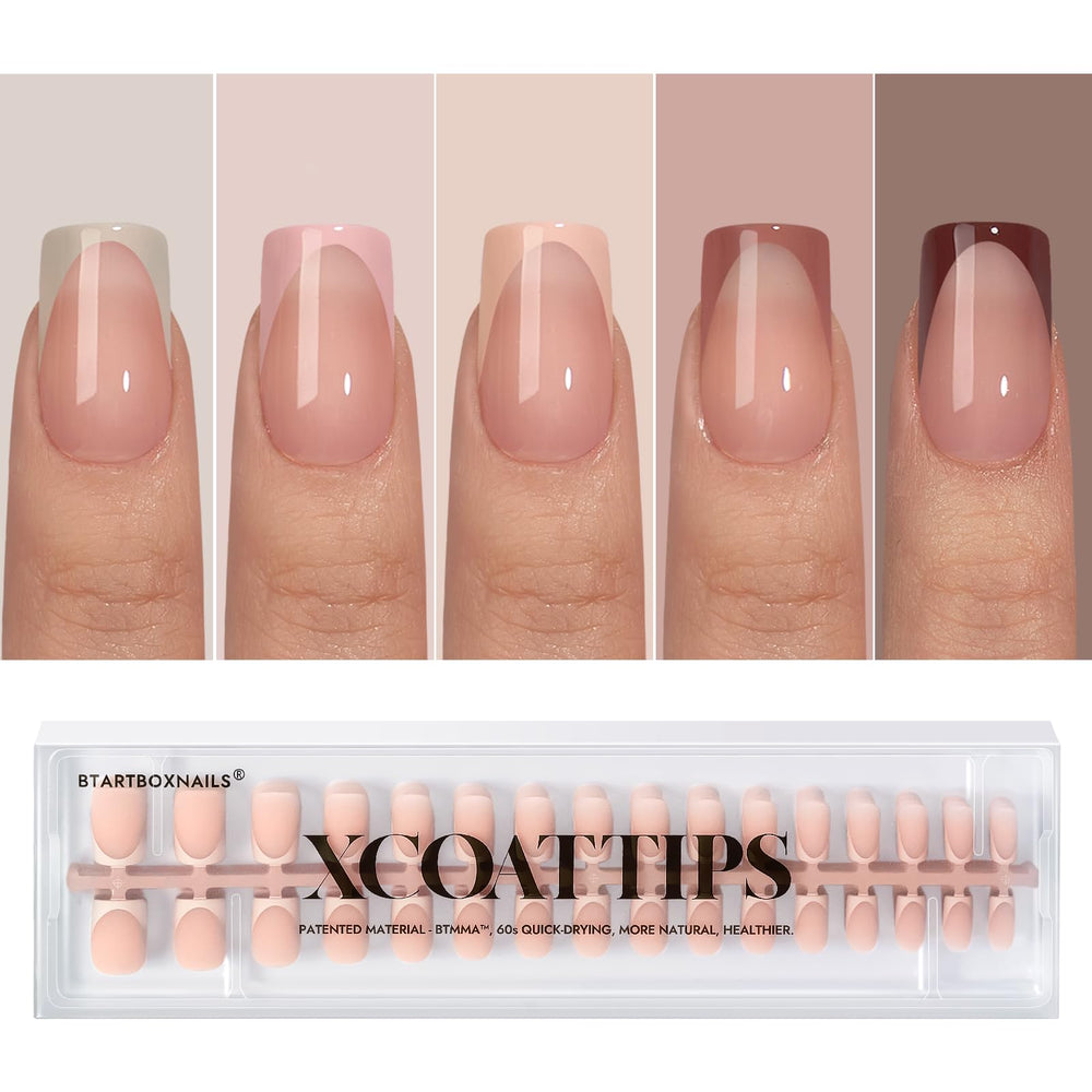 BTArtboxnails XCOATTIPS French tip nails closeup showing natural shade and precise fit.