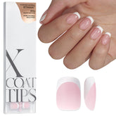BTArtboxnails XCOATTIPS French tip nails pink extra short square for quick at-home manicure