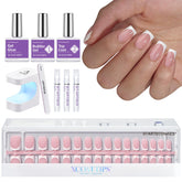 BTArtboxnails XCOATTIPS kit contents for at-home French manicure setup.