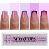 BTArtboxnails XCOATTIPS purple French tip short square nails for quick at-home manicure