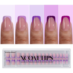 BTArtboxnails XCOATTIPS purple French tip short square nails for quick at-home manicure