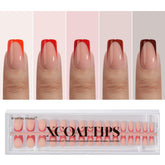 BTArtboxnails XCOATTIPS red French tip nails square 160pcs for a festive manicure at home