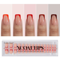 BTArtboxnails XCOATTIPS red French tip nails square 160pcs for a festive manicure at home