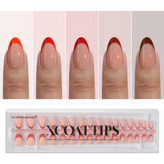 BTArtBoxNails XCOATTIPS red French tip nails offer quick salon-like looks.
