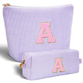 Btffitting makeup bag set outer view showing durable lavender canvas for daily travel