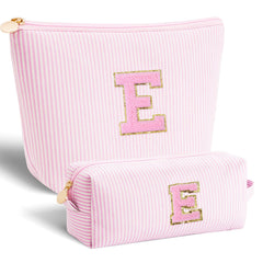 Btffitting makeup bag set pink front view for travel organization.
